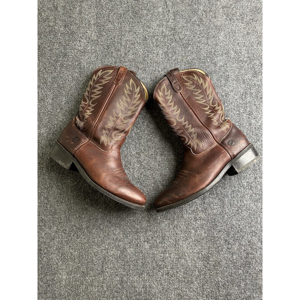 Mens Double H Brown Leather Western Work Cowboy Boots, Size US 12 EE